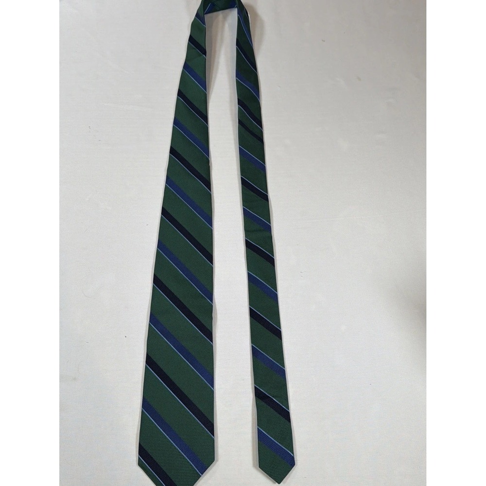 Brooks Brothers‎ Silk Tie NWT Green Blue Striped Regimental Made USA Classic - Picture 8 of 8